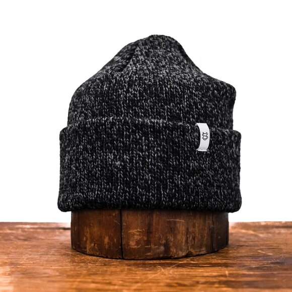 Black Melange Ragg Wool Beanie - Picture 2 of 3